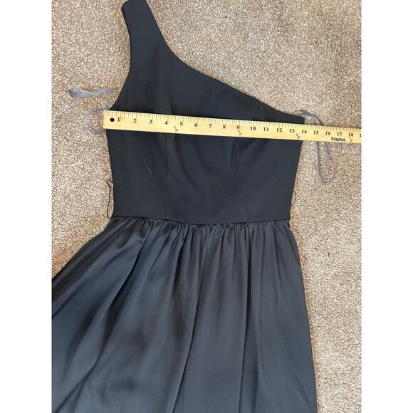 White By Vera Wang Long One Shoulder Bridesmaid Dress Black Evening Gown SZ 2 - Picture 5 of 9